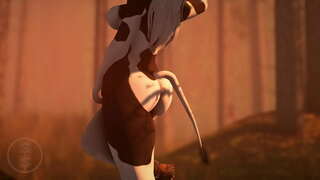 Большая сиськастая корова трахает симпатичного оленя