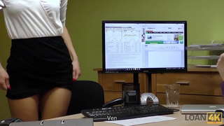 LOAN4K. Seductive girl can close debts only if she fucks the loan officer